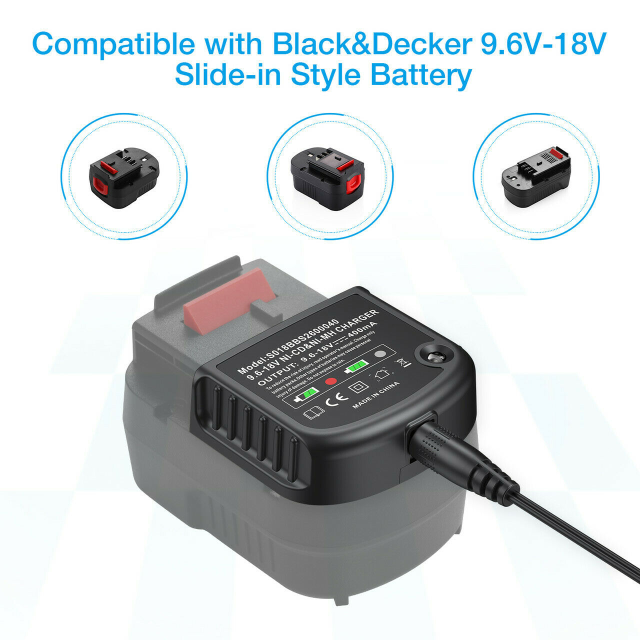 NiCd NiMh Charger for Black & Decker 18V 12V 14.4V 9.6V battery