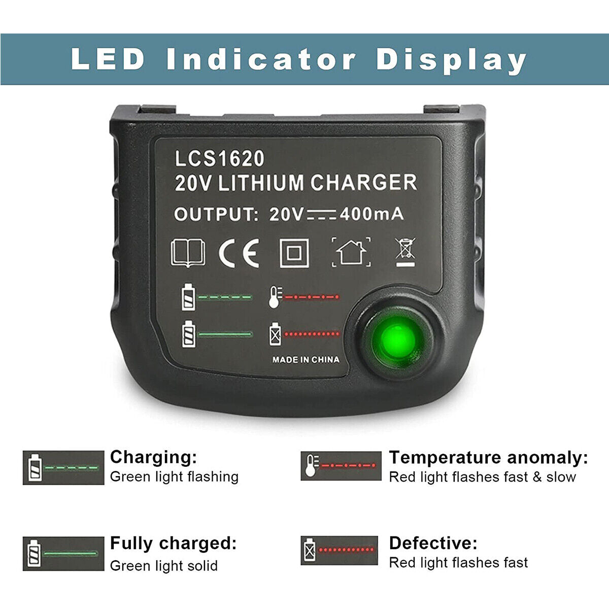 20V PCC692L Charger for Porter Cable 20 Volt Lithium battery