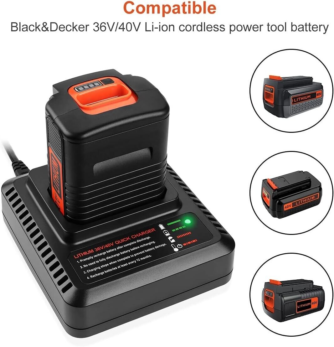 40V LCS40 LCS36 Charger for Black & Decker 40 Volt Lithium battery