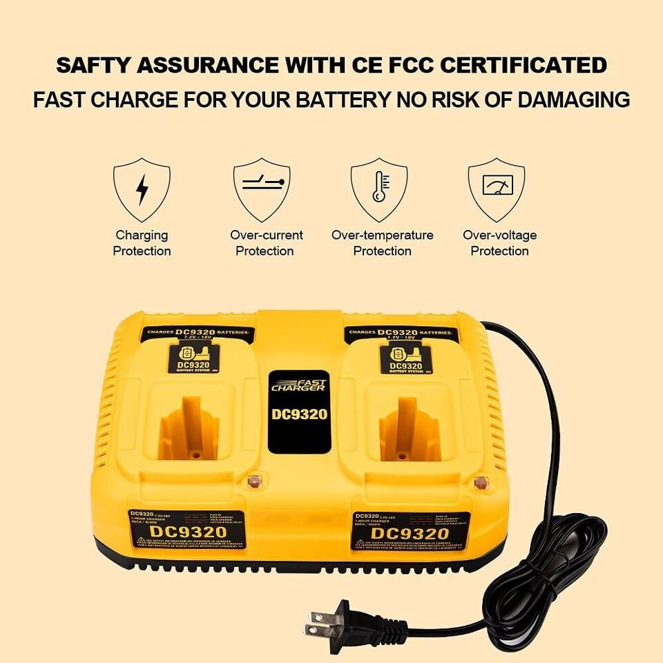 DC9320 Dual Charger for Dewalt 18V 12V 14.4V 9.6V battery