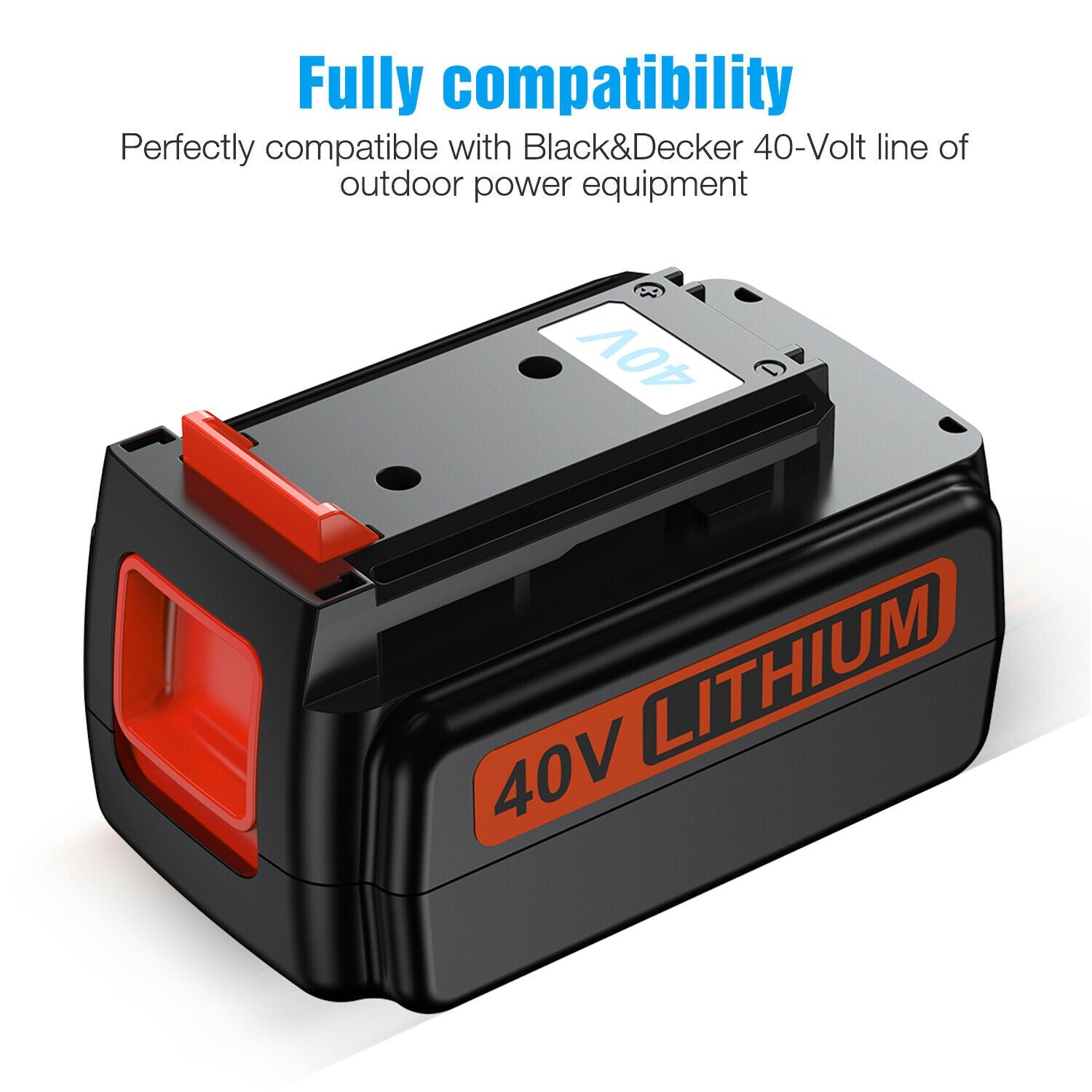 40V Battery for Black & Decker Hedge Trimmer, Sweeper, Chainsaw, Snow Thrower