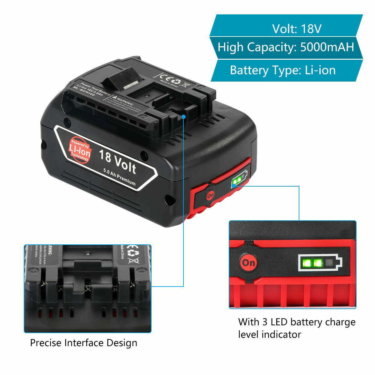 18V Battery for Bosch GBH 18V-LI GDS 18V-LI GST 18V-LIH GWS 18V-LI