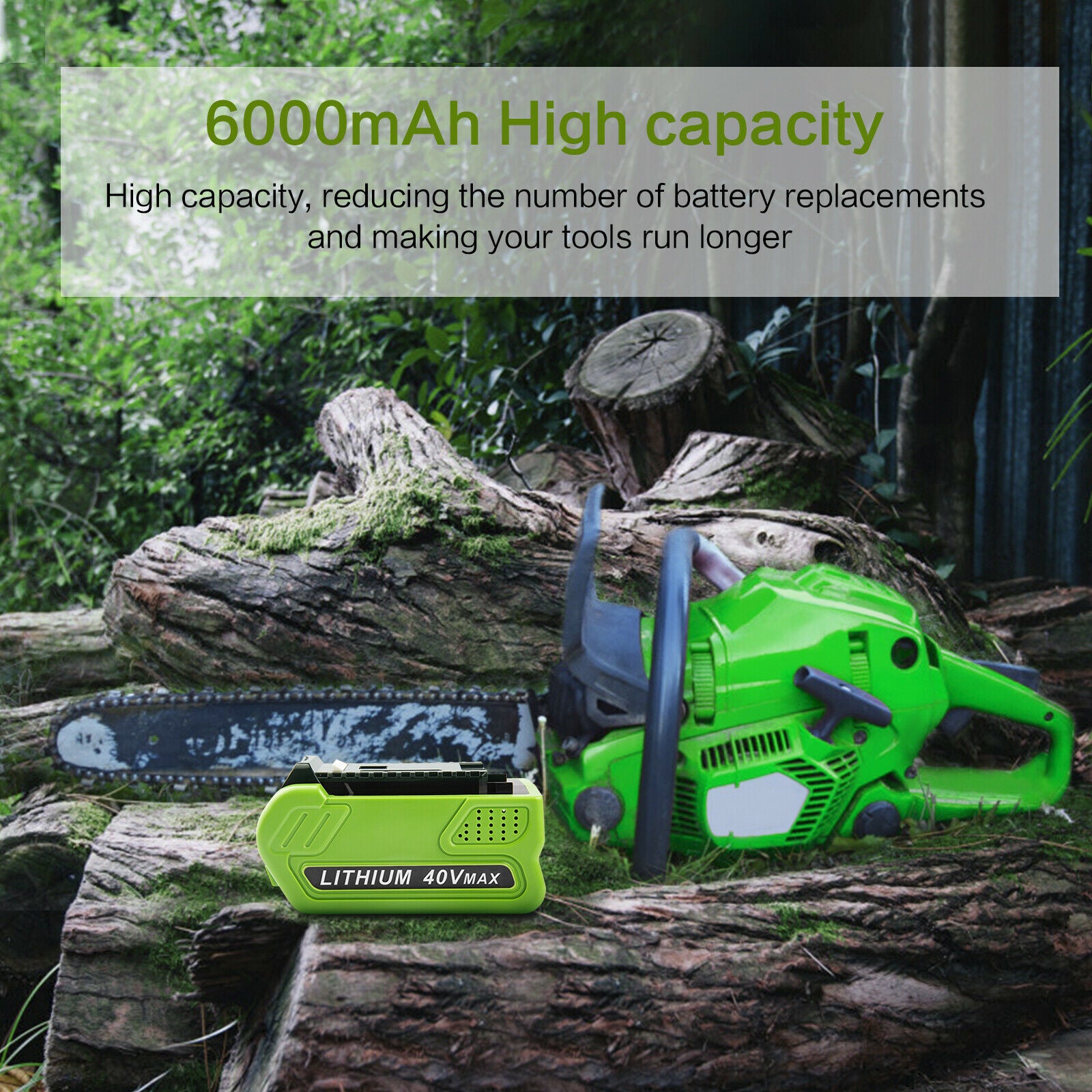 6.0Ah Battery for GreenWorks 40-Volt G-MAX 29472 29462 2901319