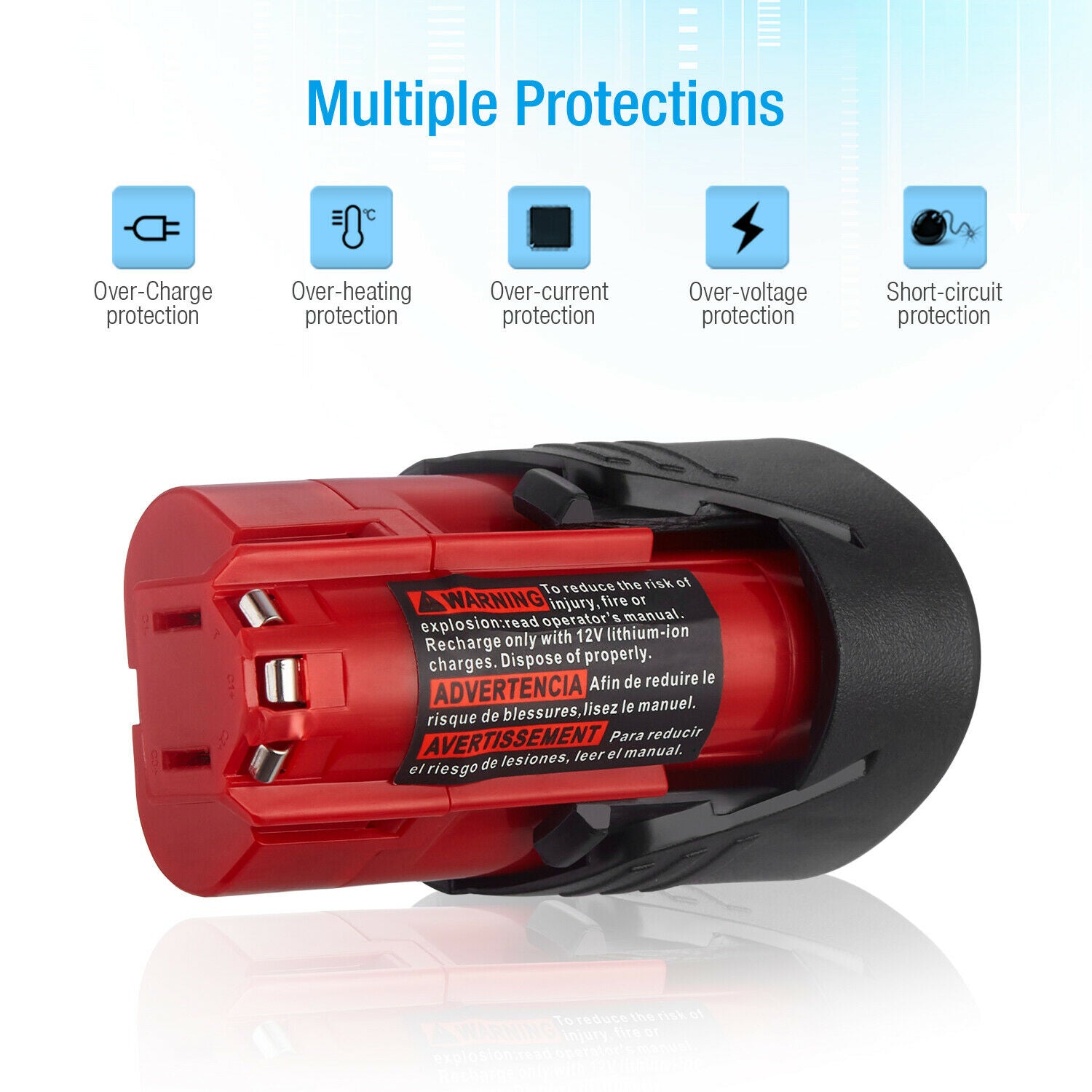 12V M12 Battery for Milwaukee Drill, Drive, Impact Wrench, Ratchet, Rotary