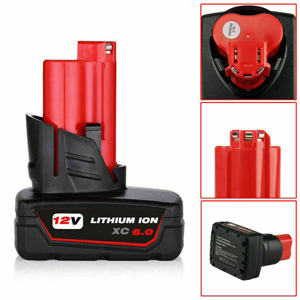 12V M12 Battery for Milwaukee Drill, Drive, Impact Wrench, Ratchet, Rotary